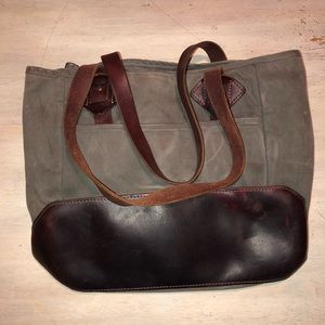 Tanner Goods waxed canvas and leather tote bag